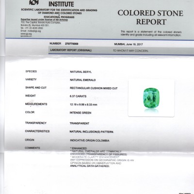6.37 Ct Unheated Natural Colombian Emerald Gemstone **RARE** 6.37 Ct Unheated Natural Colombian Emerald Gemstone **RARE**
