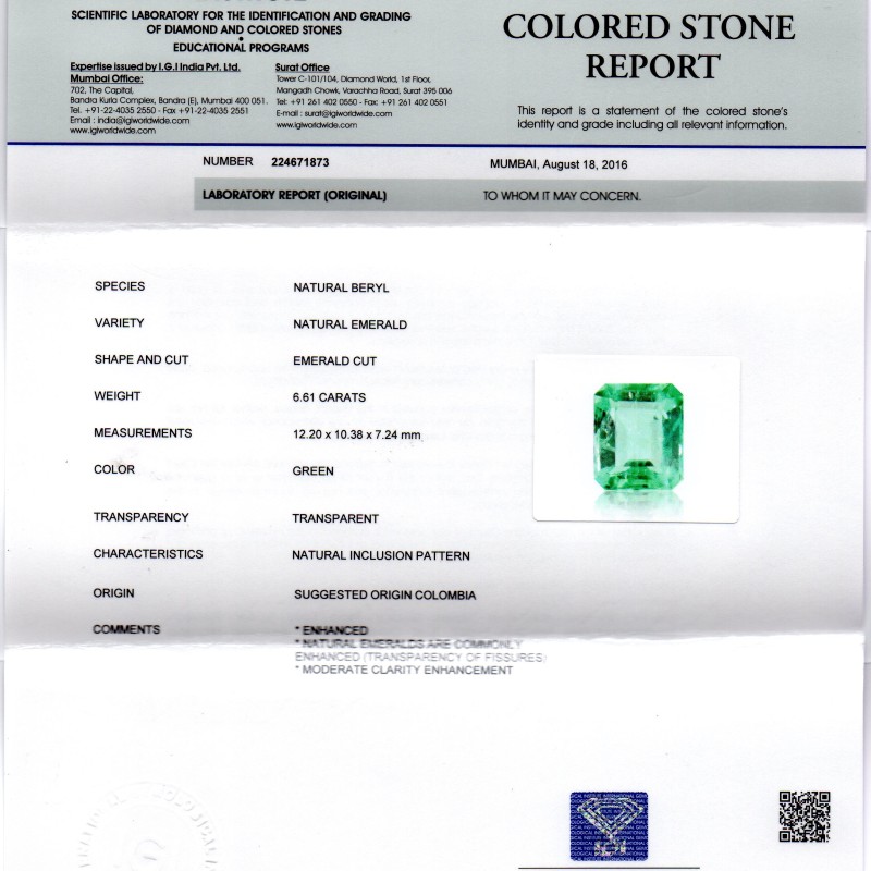 6.61 Ct Unheated Natural Colombian Emerald Gemstone **RARE** 6.61 Ct Unheated Natural Colombian Emerald Gemstone **RARE**