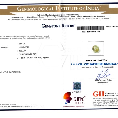 6.99 Ct Certified Unheated Untreated Natural Ceylon Yellow Sapphire 6.99 Ct Certified Unheated Untreated Natural Ceylon Yellow Sapphire