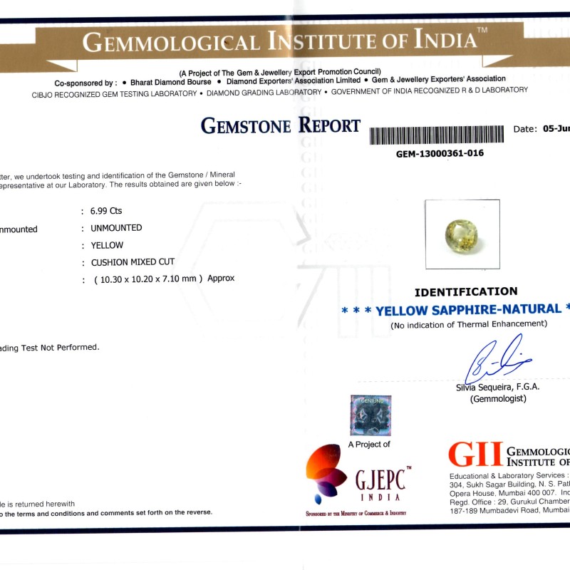 6.99 Ct Certified Unheated Untreated Natural Ceylon Yellow Sapphire 6.99 Ct Certified Unheated Untreated Natural Ceylon Yellow Sapphire