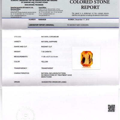 7.05 Ct Unheated Untreated Natural Ceylon Yellow Sapphire Gems AAA