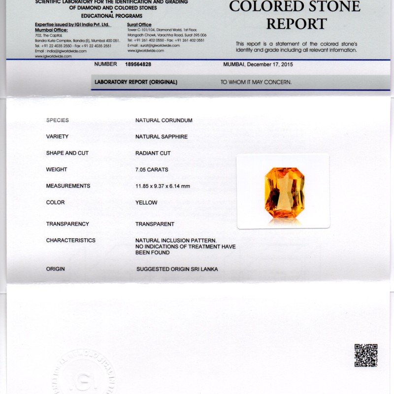 7.05 Ct Unheated Untreated Natural Ceylon Yellow Sapphire Gems AAA