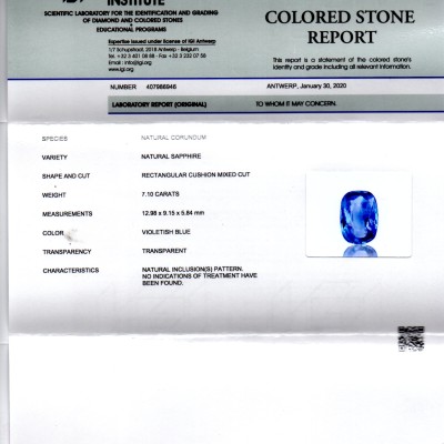 7.10 Ct GII Certified Unheated Untreated Natural Ceylon Blue Sapphire