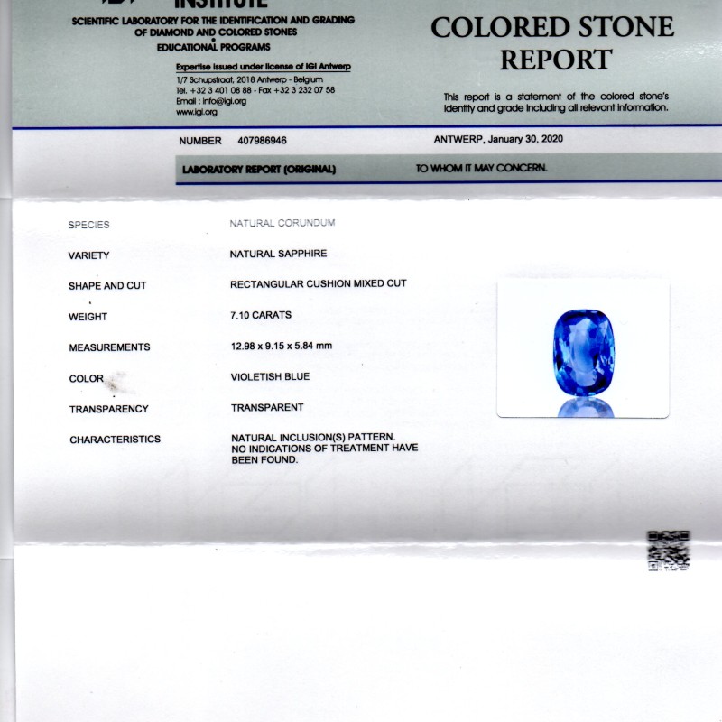 7.10 Ct GII Certified Unheated Untreated Natural Ceylon Blue Sapphire