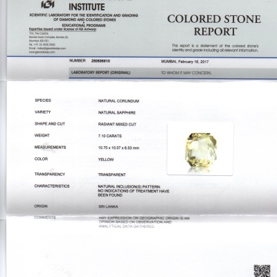 7.10 Ct Unheated Untreated Natural Ceylon Yellow Sapphire Gemstone 7.10 Ct Unheated Untreated Natural Ceylon Yellow Sapphire Gemstone