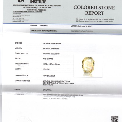 7.13 Ct Unheated Untreated Natural Ceylon Yellow Sapphire Gemstone 7.13 Ct Unheated Untreated Natural Ceylon Yellow Sapphire Gemstone