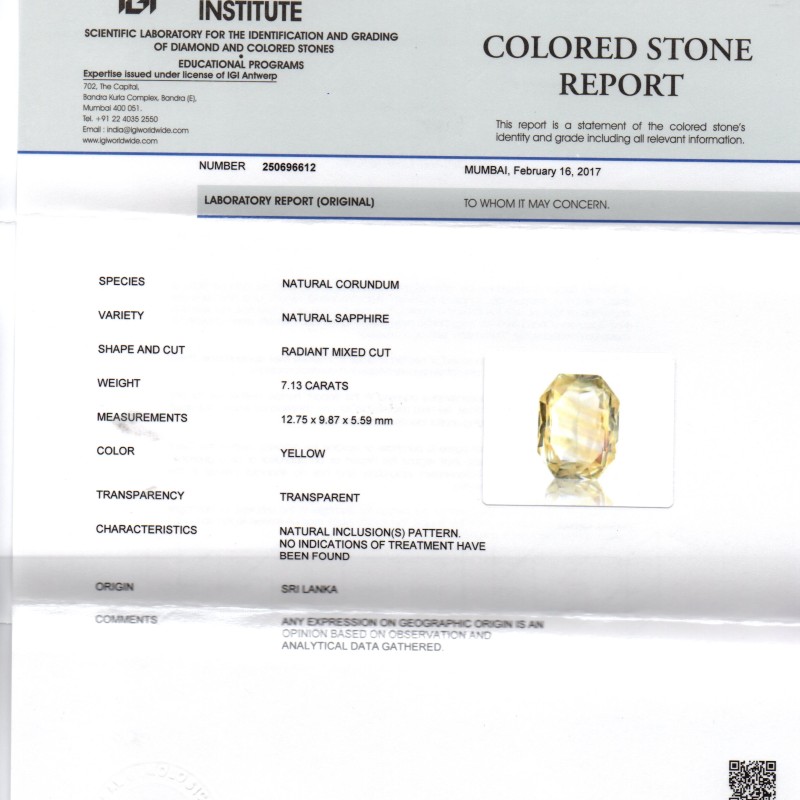 7.13 Ct Unheated Untreated Natural Ceylon Yellow Sapphire Gemstone 7.13 Ct Unheated Untreated Natural Ceylon Yellow Sapphire Gemstone