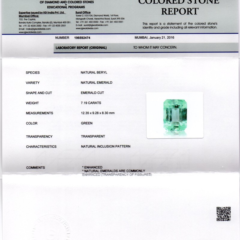 7.19 Ct Unheated Natural Colombian Emerald Gemstone**RARE**