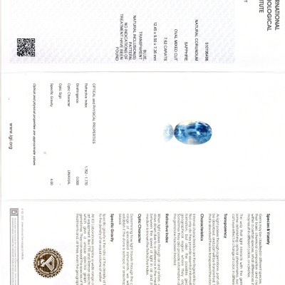 7.62 Ct IGI Certified Unheated Untreated Natural Ceylon Blue Sapphire AAA 7.62 Ct IGI Certified Unheated Untreated Natural Ceylon Blue Sapphire AAA