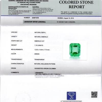 7.79 Ct Unheated Natural Colombian Emerald Gemstone **RARE** 7.79 Ct Unheated Natural Colombian Emerald Gemstone **RARE**