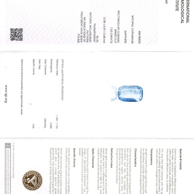 7.83 Ct IGI Certified Unheated Untreated Natural Ceylon Blue Sapphire 7.83 Ct IGI Certified Unheated Untreated Natural Ceylon Blue Sapphire