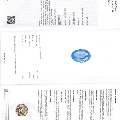 7.89 Ct IGI Certified Unheated Untreated Natural Ceylon Blue Sapphire 7.89 Ct IGI Certified Unheated Untreated Natural Ceylon Blue Sapphire