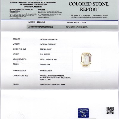 7.90 Ct Unheated Untreated Natural Ceylon White Sapphire Pukhraj 7.90 Ct Unheated Untreated Natural Ceylon White Sapphire Pukhraj