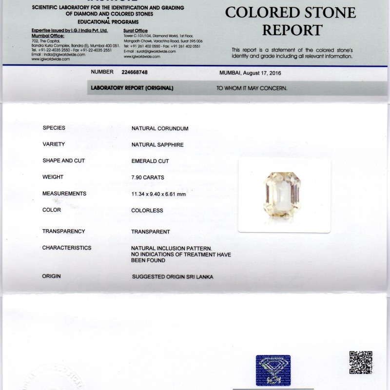 7.90 Ct Unheated Untreated Natural Ceylon White Sapphire Pukhraj 7.90 Ct Unheated Untreated Natural Ceylon White Sapphire Pukhraj