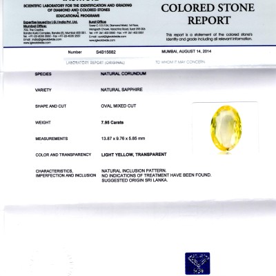 7.95 Ct Unheated Untreated Natural Ceylon Yellow Sapphire Pukhraj 7.95 Ct Unheated Untreated Natural Ceylon Yellow Sapphire Pukhraj