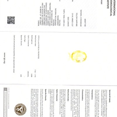 8.05 Ct IGI Certified Unheated Untreated Natural Ceylon Yellow Sapphire 8.05 Ct IGI Certified Unheated Untreated Natural Ceylon Yellow Sapphire