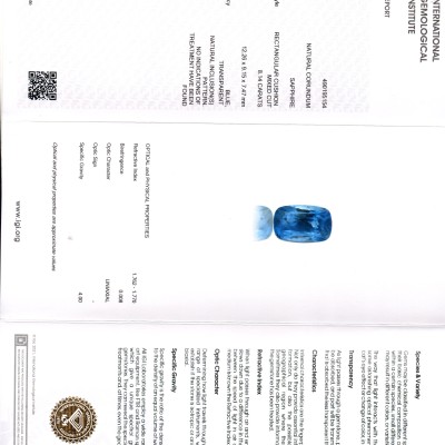 8.14 Ct IGI Certified Unheated Untreated Natural Ceylon Blue Sapphire 8.14 Ct IGI Certified Unheated Untreated Natural Ceylon Blue Sapphire