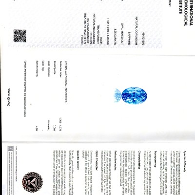 8.25 Ct IGI Certified Unheated Untreated Natural Ceylon Blue Sapphire 8.25 Ct IGI Certified Unheated Untreated Natural Ceylon Blue Sapphire