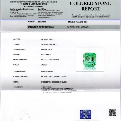 8.51 Ct Unheated Natural Colombian Emerald Gemstone **RARE** 8.51 Ct Unheated Natural Colombian Emerald Gemstone **RARE**