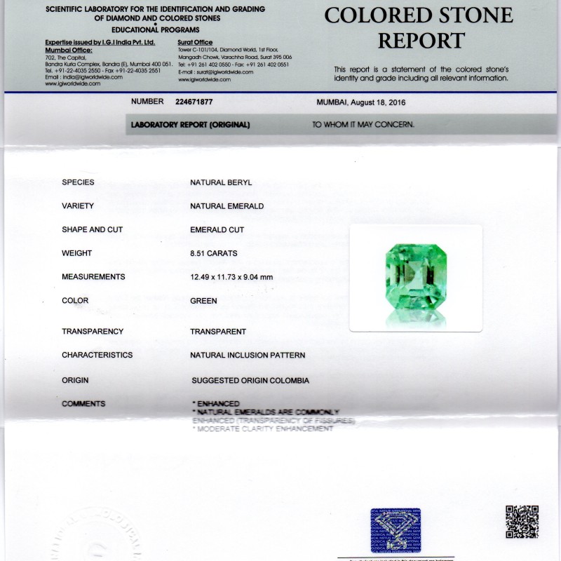 8.51 Ct Unheated Natural Colombian Emerald Gemstone **RARE** 8.51 Ct Unheated Natural Colombian Emerald Gemstone **RARE**