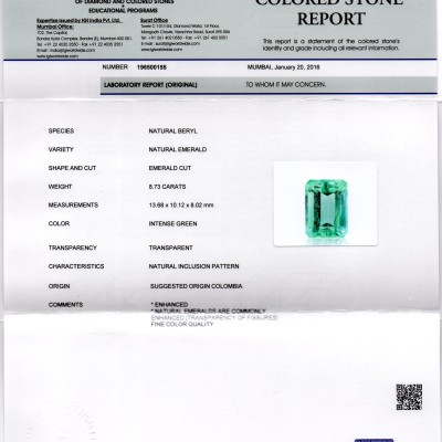 8.73 Ct Unheated Natural Colombian Emerald Gemstone**RARE** 8.73 Ct Unheated Natural Colombian Emerald Gemstone**RARE**