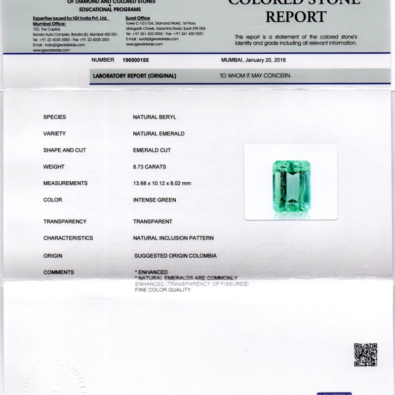 8.73 Ct Unheated Natural Colombian Emerald Gemstone**RARE** 8.73 Ct Unheated Natural Colombian Emerald Gemstone**RARE**