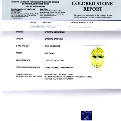 8.75 Ct Unheated Untreated Natural Ceylon Yellow Sapphire Pukhraj 8.75 Ct Unheated Untreated Natural Ceylon Yellow Sapphire Pukhraj