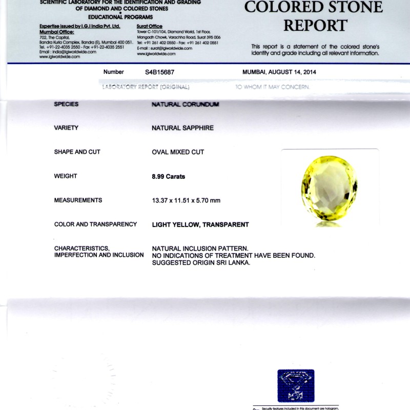 8.99 Ct Unheated Untreated Natural Ceylon Yellow Sapphire Pukhraj 8.99 Ct Unheated Untreated Natural Ceylon Yellow Sapphire Pukhraj