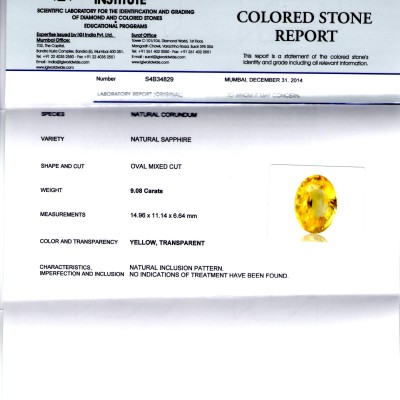 9.08 Ct Unheated Untreated Natural Ceylon Yellow Sapphire/Pukhraj 9.08 Ct Unheated Untreated Natural Ceylon Yellow Sapphire/Pukhraj