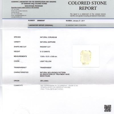 9.12 Ct Unheated Untreated Natural Ceylon Yellow Sapphire Stone 9.12 Ct Unheated Untreated Natural Ceylon Yellow Sapphire Stone