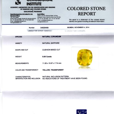 9.68 Ct Unheated Untreated Natural Ceylon Yellow Sapphire Pukhraj 9.68 Ct Unheated Untreated Natural Ceylon Yellow Sapphire Pukhraj