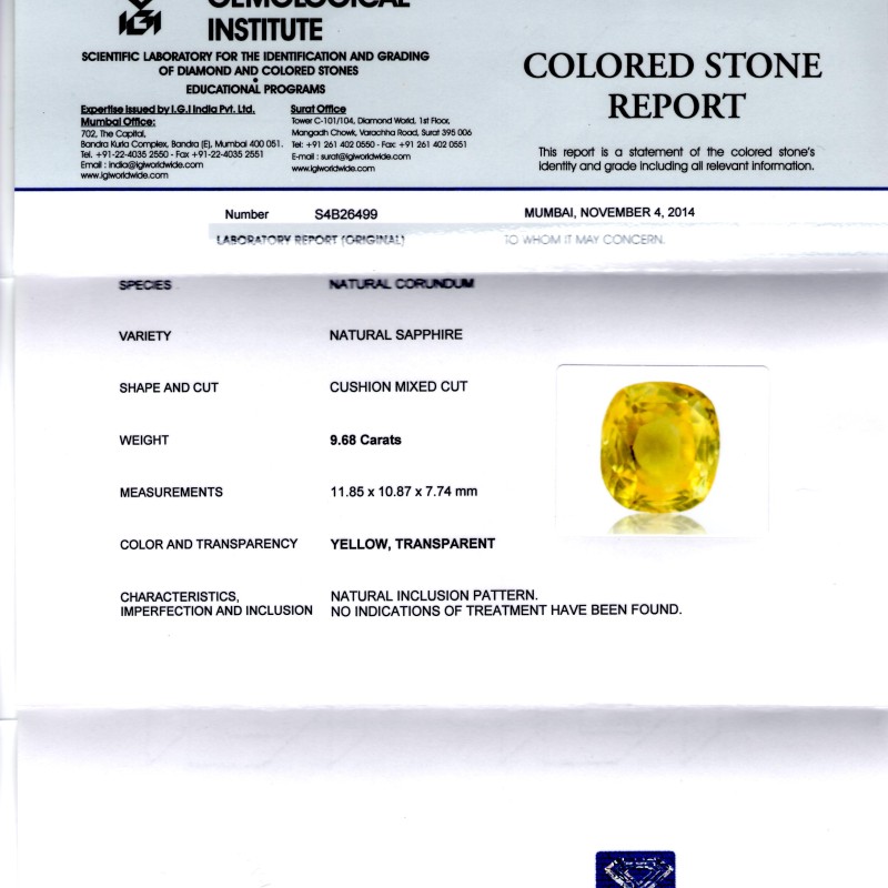 9.68 Ct Unheated Untreated Natural Ceylon Yellow Sapphire Pukhraj 9.68 Ct Unheated Untreated Natural Ceylon Yellow Sapphire Pukhraj