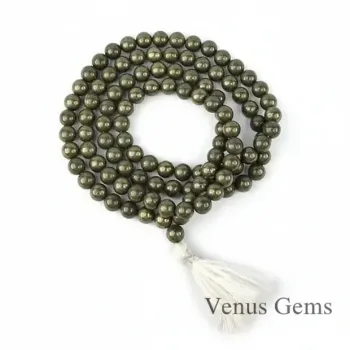 Natural Pyrite Mala 108 Beads Japa Mala Natural Pyrite Mala 108 Beads Japa Mala