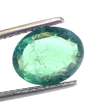 3.29 Ct GII Certified Untreated Natural Zambian Emerald Gemstone AA