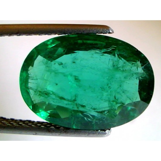 4.95 Ct Bright Green Untreated Natural Zambian Emerald Gemstone AA