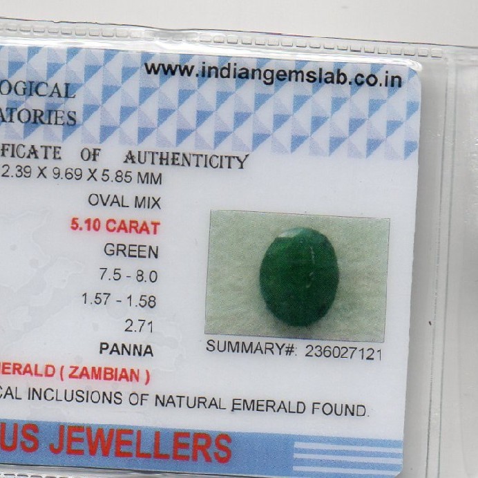 5.10 Ct Certified Untreated Natural Zambian Emerald Panna Gemstone 5.10 Ct Certified Untreated Natural Zambian Emerald Panna Gemstone