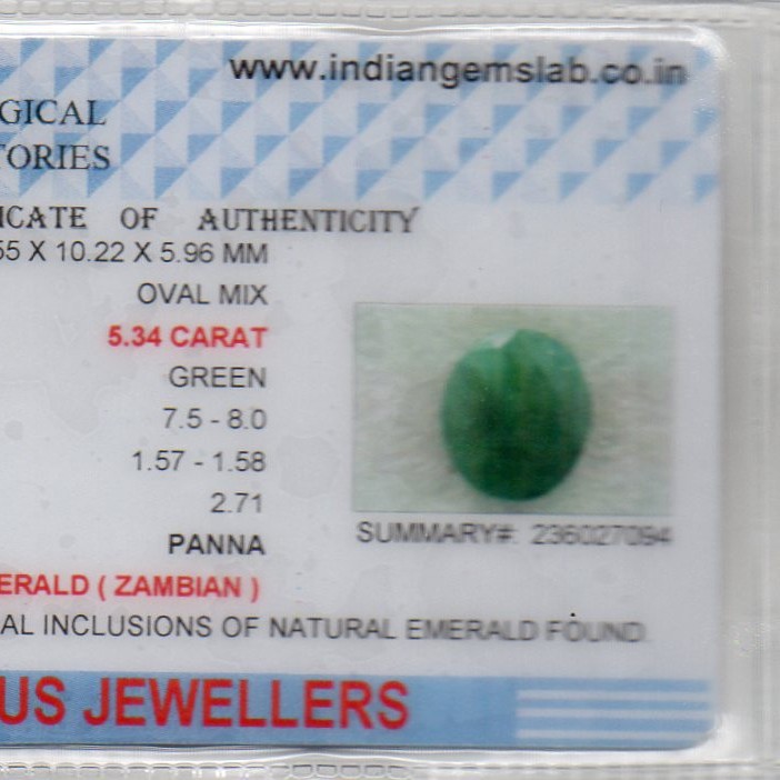 5.34 Ct Certified Untreated Natural Zambian Emerald Panna Gemstone 5.34 Ct Certified Untreated Natural Zambian Emerald Panna Gemstone