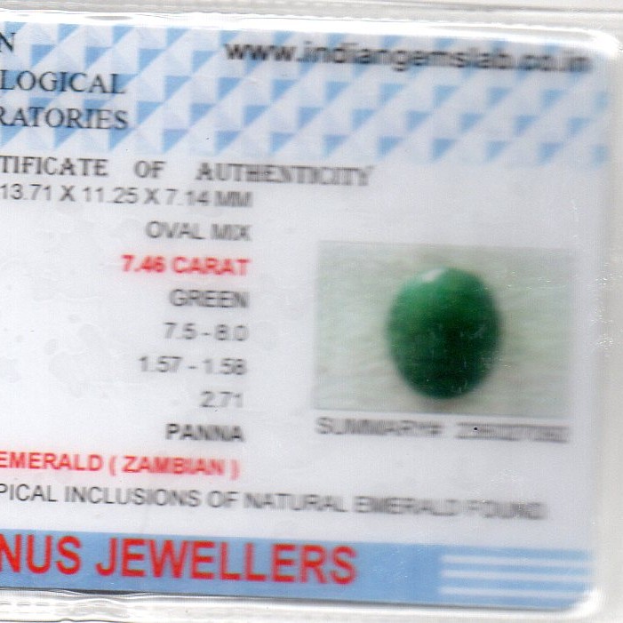 7.46 Ct Certified Untreated Natural Zambian Emerald Panna Gemstone 7.46 Ct Certified Untreated Natural Zambian Emerald Panna Gemstone