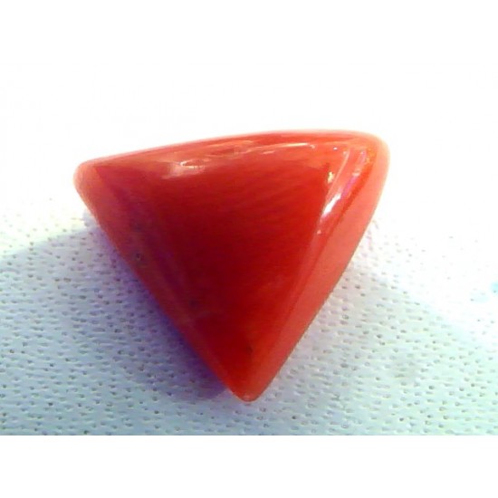 3.19 Carat Natural Italian Triangle Red Coral Moonga Gemstone
