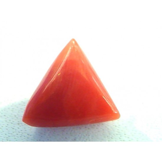 3.21 Carat Natural Italian Triangle Red Coral Moonga Gemstone