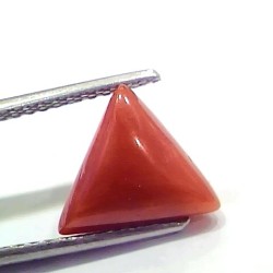 3.66 Ct 4.02 Ratti Natural Italian Triangle Red Coral Moonga Gemstone