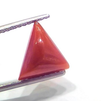 3.86 Ct 4.24 Ratti Natural Italian Triangle Red Coral Moonga Gemstone