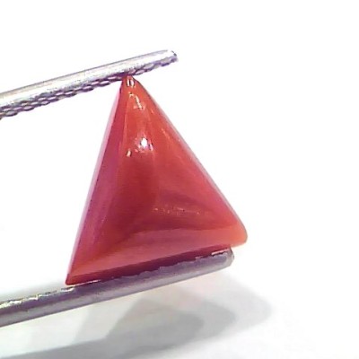 3.86 Ct 4.24 Ratti Natural Italian Triangle Red Coral Moonga Gemstone