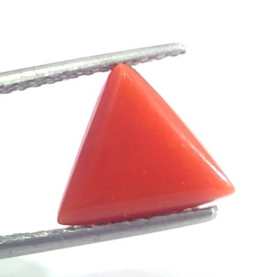 4.06 Ct 6.7 Ratti Natural Italian Triangle Red Coral Moonga Gemstone