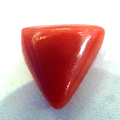 4.21 Carat Natural Italian Triangle Red Coral Moonga Gemstone