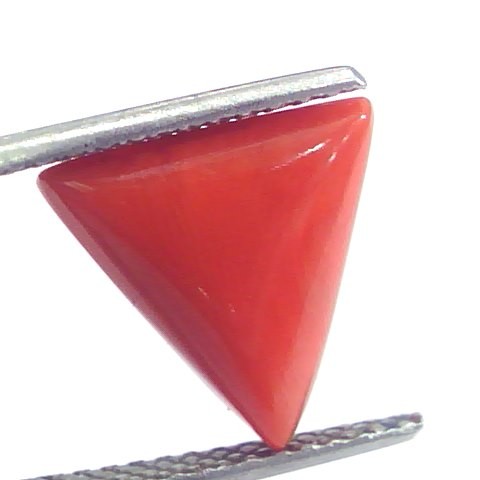 4.25 Ct 7 Ratti Natural Italian Triangle Red Coral Moonga Gemstone