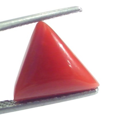 4.50 Ct 7.5 Ratti Natural Italian Triangle Red Coral Moonga Gemstone