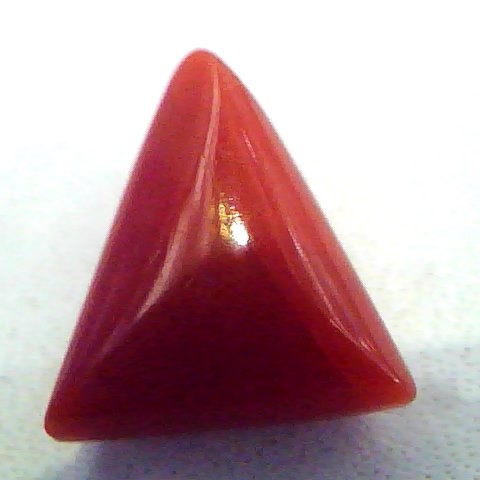 4.67 Carat Natural Italian Triangle Red Coral Moonga Gemstone