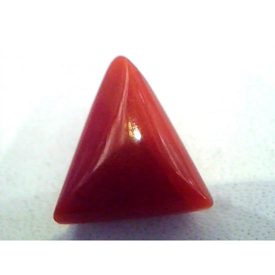 4.67 Carat Natural Italian Triangle Red Coral Moonga Gemstone
