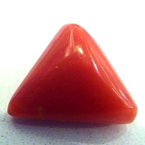 4.78 Carat Natural Italian Triangle Red Coral Moonga Gemstone